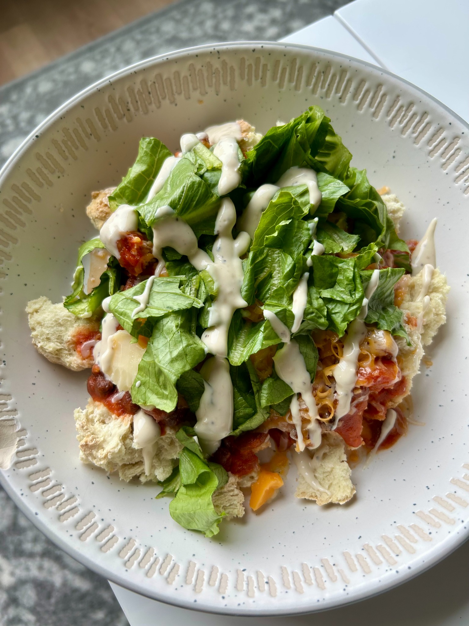 Lunch-sized bannock taco bowl